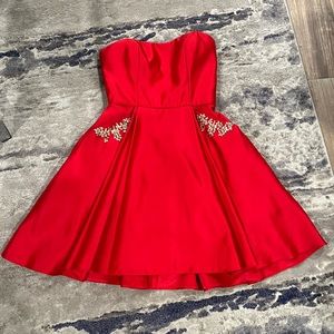 blondie nights by stacy homecoming/prom dress. Red dress with beaded pockets